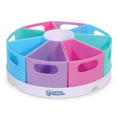 multicolored plastic storage bins with handles