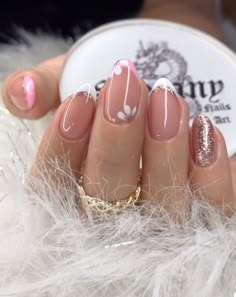 French Tip Gel Nails, Short Gel Nails, Glittery Nails, Nails Now, Pretty Nail Art Designs, Ballerina Nails, Sanya