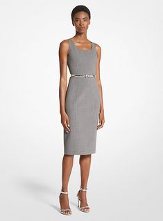 Refined to perfection, this knee-grazing sheath dress is crafted in Italy from stretch virgin wool crepe and cut in a figure-flattering fit. Seam detailing accentuates the clean-lined silhouette, while a back vent ensures ease of movement. Style it with strappy heels in a metallic hue. Professional Dress For Women, Wool Crepe, Dress Stretch, Michael Kors Collection, Professional Dresses, Work Outfits Women, Work Attire, Party Looks, Strappy Heels