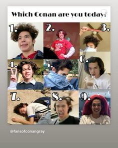 a collage of people with different facial expressions and numbers on their faces, including the words which mean them are you today