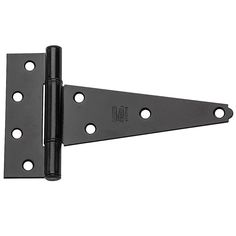 a black door hinge with holes on it