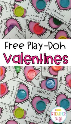 valentine's day free play doh game for kids with hearts and words on it