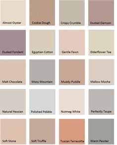 many different shades of paint that are in the same color scheme, each with different names