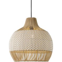 a white and gold lamp hanging from a ceiling