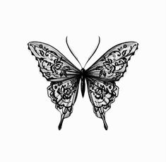 a black and white drawing of a butterfly