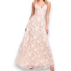 Amazing Sold Out Dress! Sashay Through An Enchanting Evening In The Lulus Everlasting Romance Blush Floral Maxi Dress! Light Blush Organza, Covered In White Burnout Floral Appliques With Metallic Silver Details, Covers A Matching Blush Knit Liner To Form A Princess-Seamed Bodice, A V-Neckline, And Adjustable Skinny Straps. A High Fitted Waist Tops Off A Full Maxi Skirt. Hidden Back Zipper/Clasp. New With Tags Please Verify Measurements Approx 52” From Pit To Bottom Wedding Bridal Shower Formal P Full Maxi Skirt, Out Dress, Floral Applique, Floral Maxi, Xl Dress, Floral Maxi Dress, Wedding Bridal, Metallic Silver, Maxi Skirt