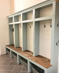 an instagramted photo of a row of lockers with hooks on the wall