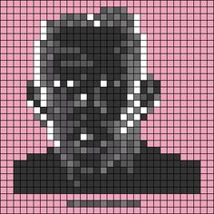 a pixellated image of a man's face in black and pink