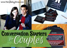 there are many different business cards with the words conversation starter for couples on them, including two men and one woman