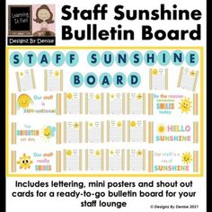 a bulletin board with the words staff sunshine board