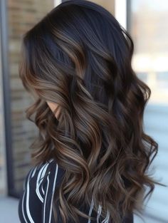 33 Stunning Hair Color Ideas for Spring 2024 Black With Balayage, Fall Dark Hair Color With Highlights, Medium Brown Highlights On Dark Hair, Dark Dimensional Hair Brunettes, Medium Length Styles, Mommy Hair, Hair Color Ideas For Spring, Medium Brunette Hair, Styles For Fine Hair