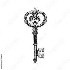 an old fashioned key with the letter e on it's front and back end