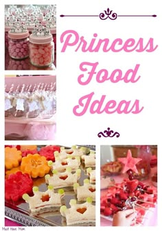 the princess food ideas app is open to an image of desserts and candies