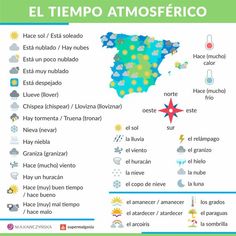 a map with the names and symbols for different countries in spanish, english and spanish