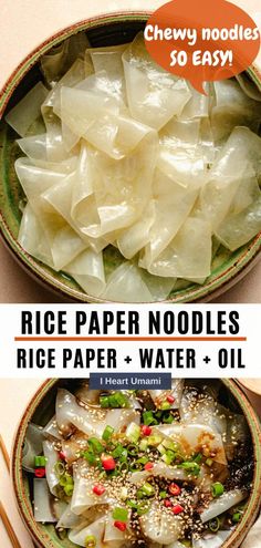 rice paper noodles in a bowl with chopsticks on the side