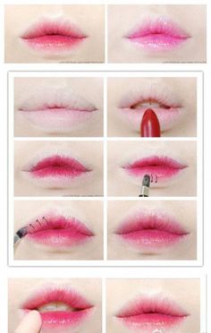 Anime Make-up, Extreme Make-up, Makeup Kawaii, Teknik Makeup, Makeup Ulzzang, Gradient Lips, Makeup Tumblr, Lip Tutorial, Anime Makeup