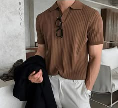 Casual Men Summer Outfit

• mens fashion • men polo shirt outfit • men polo outfit classy • men old money style • men old money aesthetic • old money Solid Color Sweater, Brown Shirt, Elegante Casual, Knit Polo, Striped Polo Shirt, Casual Stripes, Men Shirt Style, Look Casual, Outfit Casual