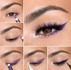 Simple Colorful Eye Makeup, Brown Eyes Pop, Makeup Sets, Blue Eyeliner, Makeup Palettes, Smink Inspiration, Hooded Eye Makeup