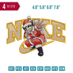 the embroidery design features santa claus on a skateboard with his arms in the air