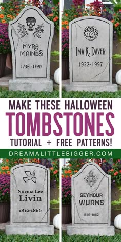 tombstones with the words make these halloween tombstone stones