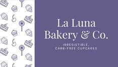 the cover of la luna bakery and co's irresistiblely card - free cupcakes