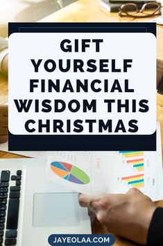 a person holding a piece of paper with the words gift yourself financial wisdom this christmas