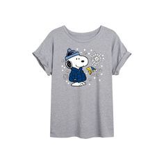 a t - shirt with a cartoon character on the front and an image of a dog wearing