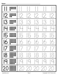 the number ten worksheet for numbers 1 - 10 with an image of it