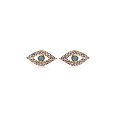 These mini evil eye studs are more than just beautiful! They enhance good luck and ward off bad intentions, creating luck and increased fortune when they are worn. Round brilliant cubic zirconias and uplifting turquoise stones in the center of each eye add a cheerful color and sparkle, all in a bright polished finish. Metal Type: 925 Sterling SilverMetal Plating: Yellow Gold PlatedLength: Mini studs Evil Eye Stud Earrings, Blue Round Evil Eye Earrings, Hamsa Earrings Studs, Turquoise Evil Eye Amulet Jewelry, Mini Studs, Round Brilliant, Turquoise Stone, Apparel Accessories, Types Of Metal