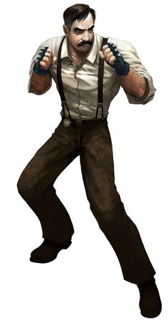 a drawing of a man in overalls and suspenders