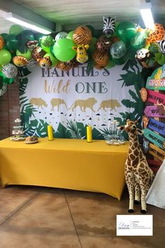 wild one ballooon decorations first birthday party boy doza dezigns Animal Themed Birthday Party, Boys First Birthday Party, Wild Birthday Party, Boys First Birthday Party Ideas, Deco Jungle, Jungle Theme Birthday, Jungle Safari Party