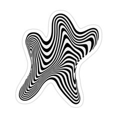 an abstract black and white pattern sticker on a white background with the shape of a wave