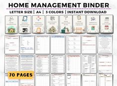 the home management binder is shown with instructions to help you organize and manage your house