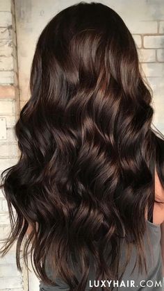 HAIR INSPO: Chocolate Brown Luxy Hair Extensions Dark Brown Hair Inspired, Dark Brown Hair Red Undertones, Brown Hair Dyes, Dark Brown Hair With Red Undertones, Dark Brown Hair Inspiration, Rich Chocolate Brown Hair Color, Chocolate Hair Color, Chocolate Brown Highlights, Long Dark Brown Hair