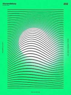 a green poster with wavy lines in the shape of a circle on top of it