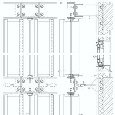 an architectural drawing shows the details of different sections and features for each section of the structure