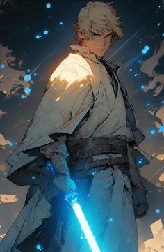 Star Wars Anime Art, Male Jedi Art, Jedi Illustration, Jedi Character Design, Luke Skywalker Art, Jedi Padawan, Jedi Art, A Level Art Sketchbook, Star Wars Fashion