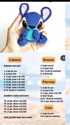 the instructions for how to crochet an amigurte stitched animal in spanish