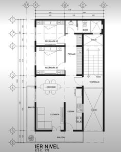 the floor plan for an apartment with two floors and three levels, including one bedroom