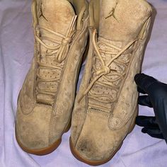 Jordan 12 WHEATS size 11

Very Used Condition 
PRICE IS NEGOTIABLE 🟢

The suede is not damage BUT is dirty in the toe and some sides of the shoe. There is a puncture hole on the bottom , but no water or liquids are able to go in. (NO BOX) Jordan 12, Jordans 12, Men's Sneakers, Wheat, Shoes Mens, Jordan, Mens Accessories, Conditioner, Outfit Accessories