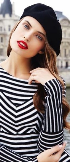 Parisian Style More Parisian Chic Style, Red Lipstick, Black N White Dress