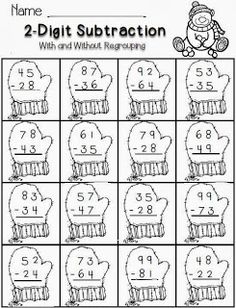 two digit subtraction worksheet for children