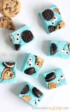 cookies and oreo cookie treats are made to look like the faces of cartoon characters