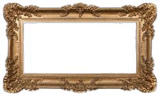 an ornate gold frame on a white background