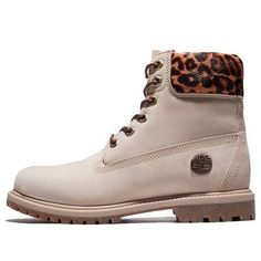 (WMNS) Timberland Safari Cheetah 6 Inch Waterproof Boot 'Beige' A2GY5269 Original Timberland Boots, Womens Waterproof Boots, Hiking Boots Women, Timberlands Shoes, Waterproof Hiking Boots, Tall Leather Boots, Timberlands Women, Hiking Women, Rubber Heels