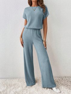 Dark Blue Jumpsuit, High Neck Sweater Dress, Loungewear Pants, Loungewear Outfits, Cozy Knit Sweater, Long Romper, Blue Jumpsuits, Comfy Clothes, Sweater Dress Women