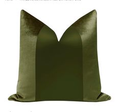 a green pillow with an unusual design on the front and back, along with text that reads