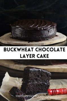 Buckwheat Chocolate Layer Cake with Salted Dark Chocolate Frosting What To Make With Buckwheat Flour, Buckwheat Flour Recipes Vegan, Spelt Flour Chocolate Cake, Buckwheat Chocolate Cake, Vegan Dark Chocolate Cake, Buckwheat Flour Recipes