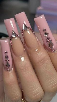 Wedding Nails Art, Wedding Nail Art Designs, Wedding Nail Art, Nail Buffers, Wedding Nail Art Design, Long Square Nails, Pink Envelope, Long Acrylic Nail Designs