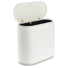 Conceal garbage in the bathroom, office, or garage with this narrow trash can. With a white outside cover, the trash can hides waste bags, so you don't see them hanging over the sides. It is slim and rectangular, giving it a space-saving design, and it fits into small areas such as narrow hallways, tight corners, and between furniture. The bathroom trash can measures 12.75x5.7x12.2 inch (WDH) and can hold up to 3.17 gallons (12 liters) of trash. Trash Can For Bathroom, Small Bathroom Trash Can Ideas, Bathroom Trash Can With Lid, Cute Trash Can Bedroom, College Apartment Bathroom Decor, Bathroom Trash Can Ideas, Aesthetic Trash Can, Narrow Trash Can, Bathroom Wishlist